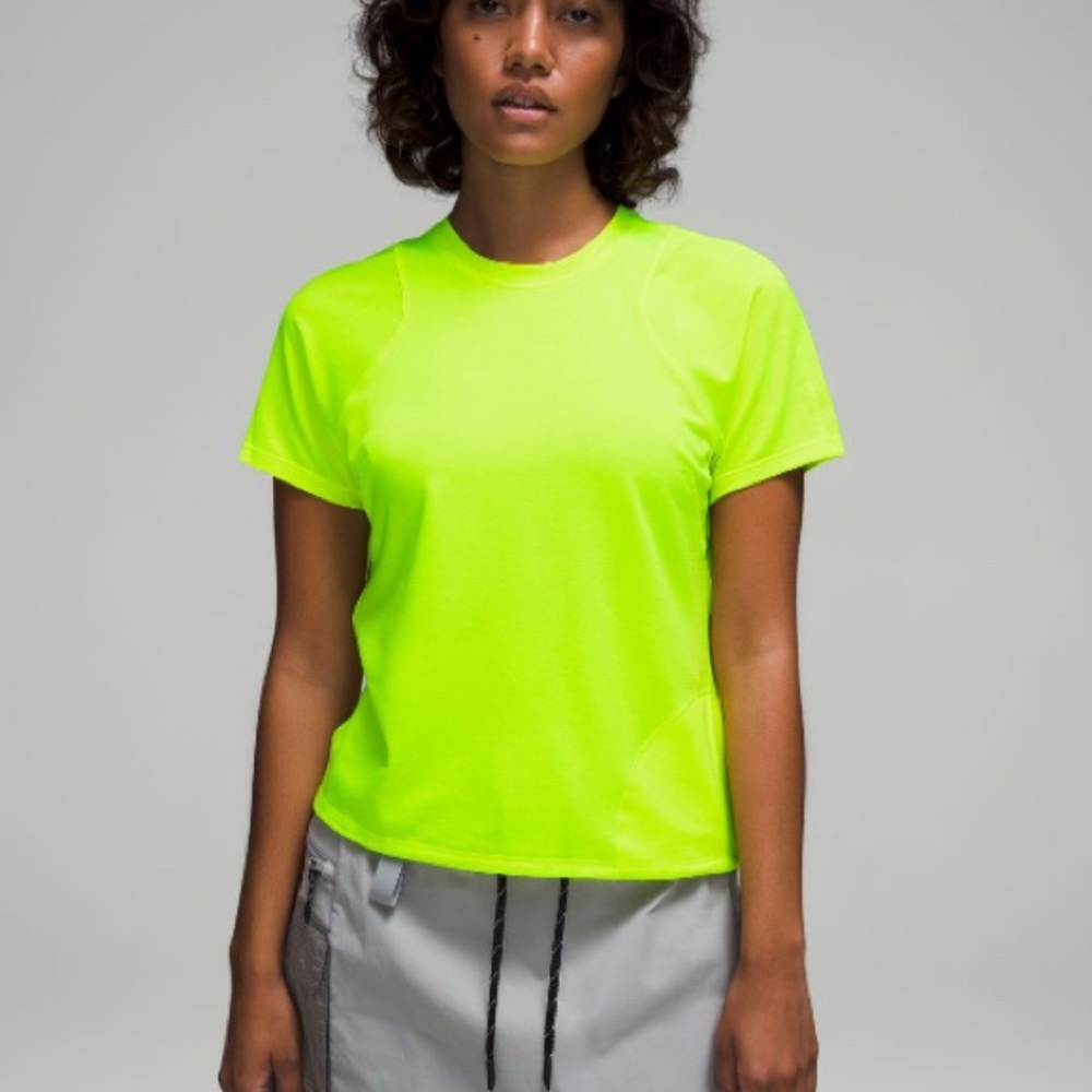 Lululemon Athletica Yellow Fitted Short Sleeve T-Shirt